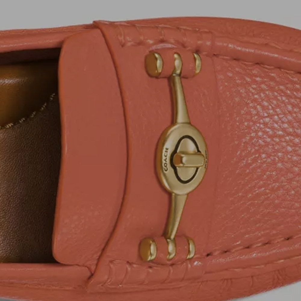 Rare Coach Women's Orange Leather Loafers A Condition - Picture 5 of 5